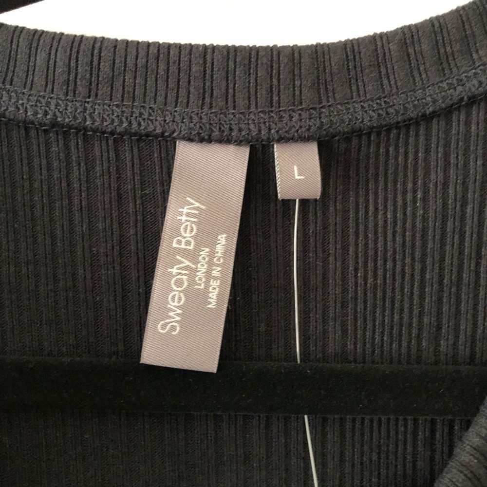Sweaty Betty Ribbed Knit Henley Midi Black Dress 12 - Picture 6 of 12
